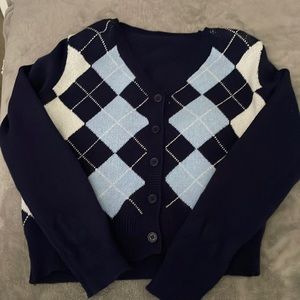 Argyle Pattern Button Through Cardigan